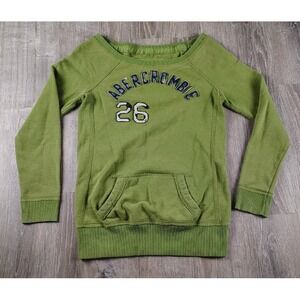 Abercrombie‎ & Fitch M Womens Green Sweatshirt Spell Out Top 26 Logo Y2K